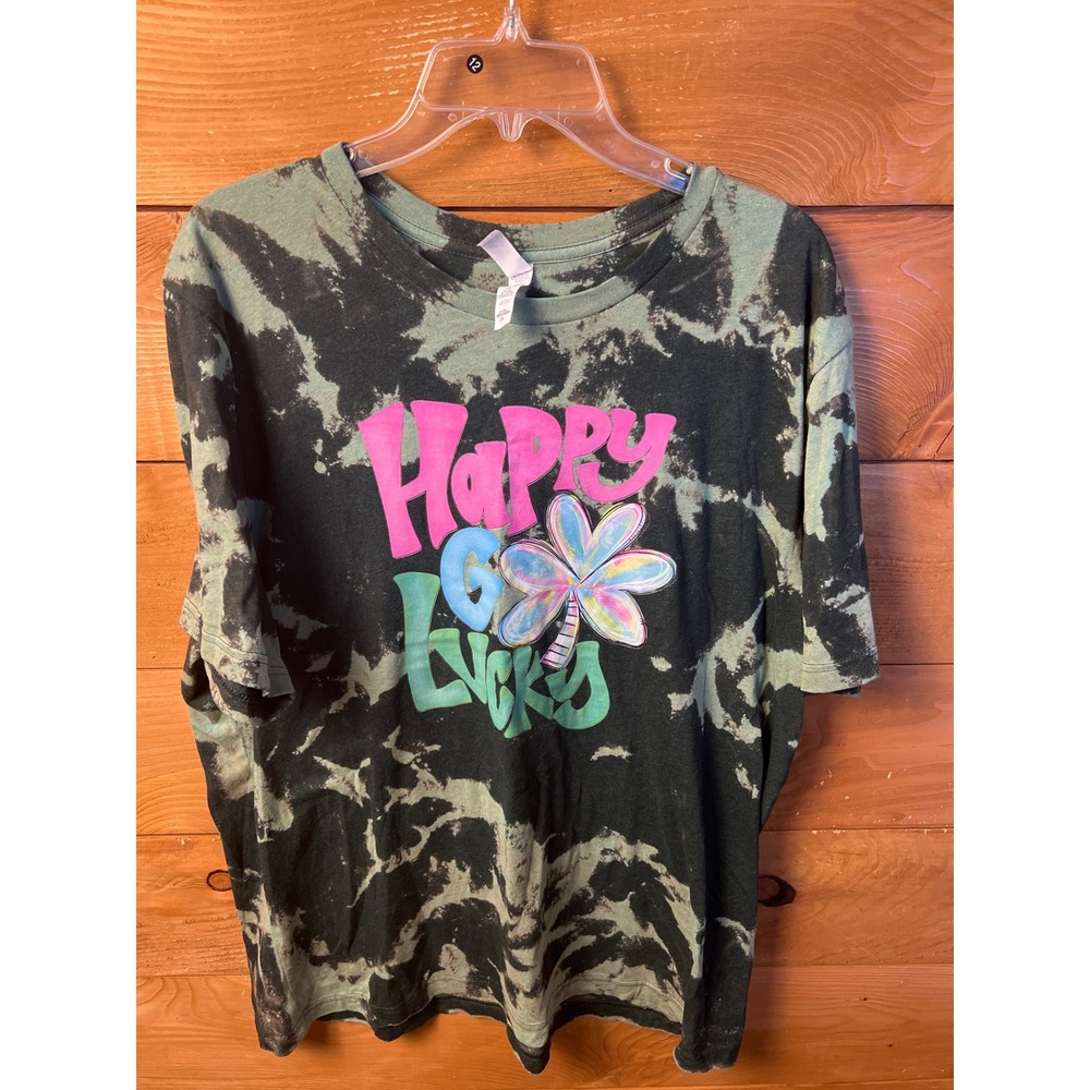 Bella Canvas Happy Go Lucky St. Patrick's Day Tie Dye SS Graphic T Shirt 2XL Fun